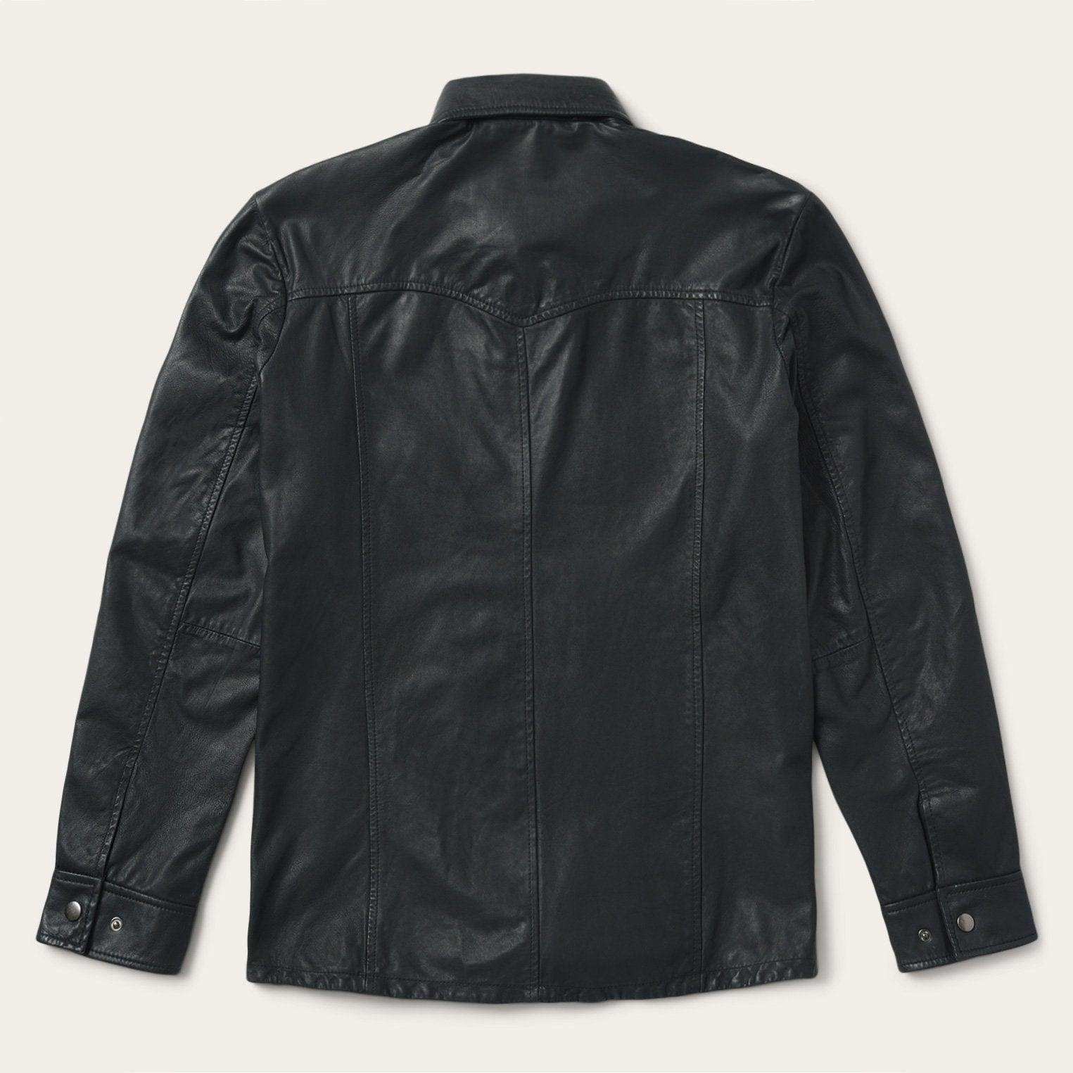Stetson Black Leather Shirt Jacket - Stetson - Flyclothing LLC