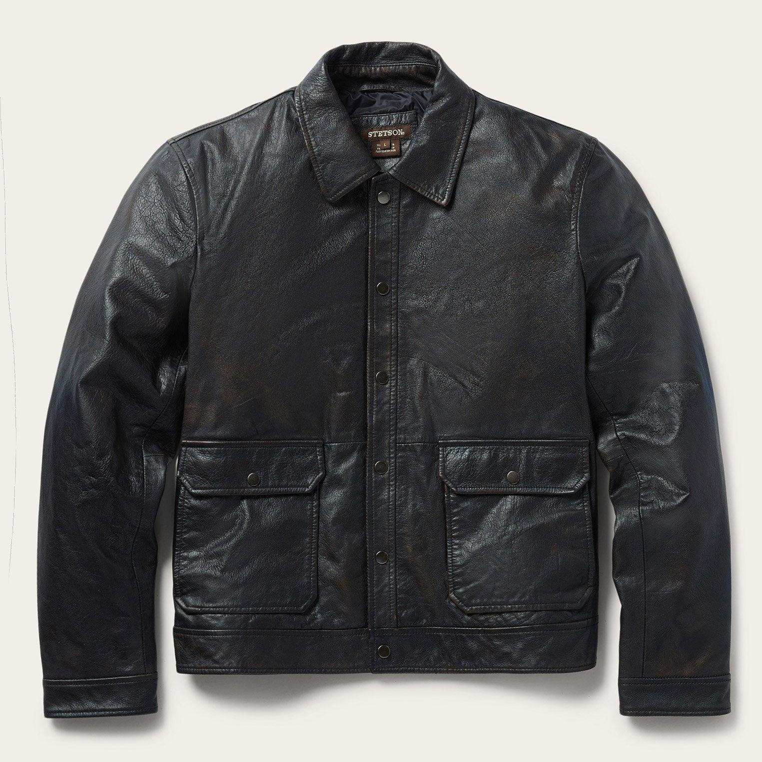 Stetson Snap Front Leather Jacket - Stetson - Flyclothing LLC