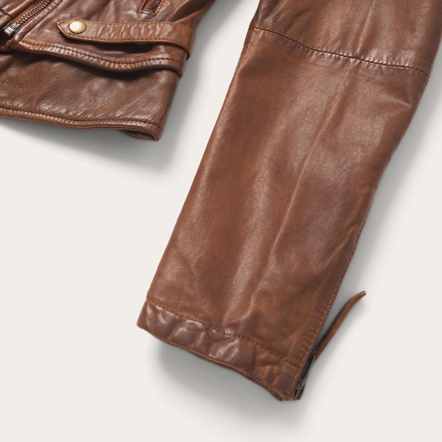 Stetson Brown Leather Moto Jacket - Flyclothing LLC