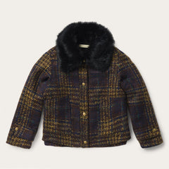 Stetson Navy BouclÃ© Plaid Oversized Coat - Flyclothing LLC
