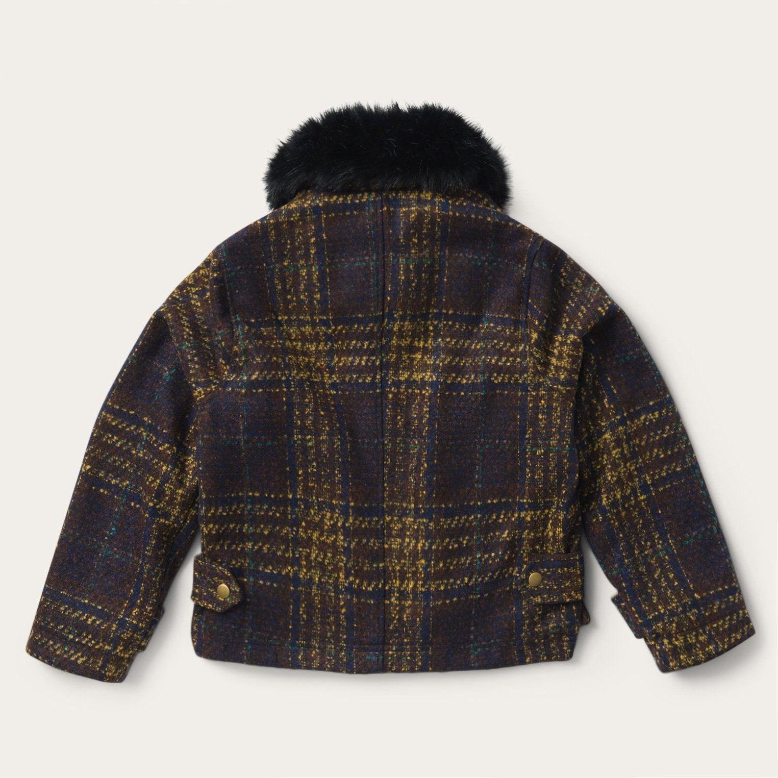 Stetson Navy BouclÃ© Plaid Oversized Coat - Flyclothing LLC