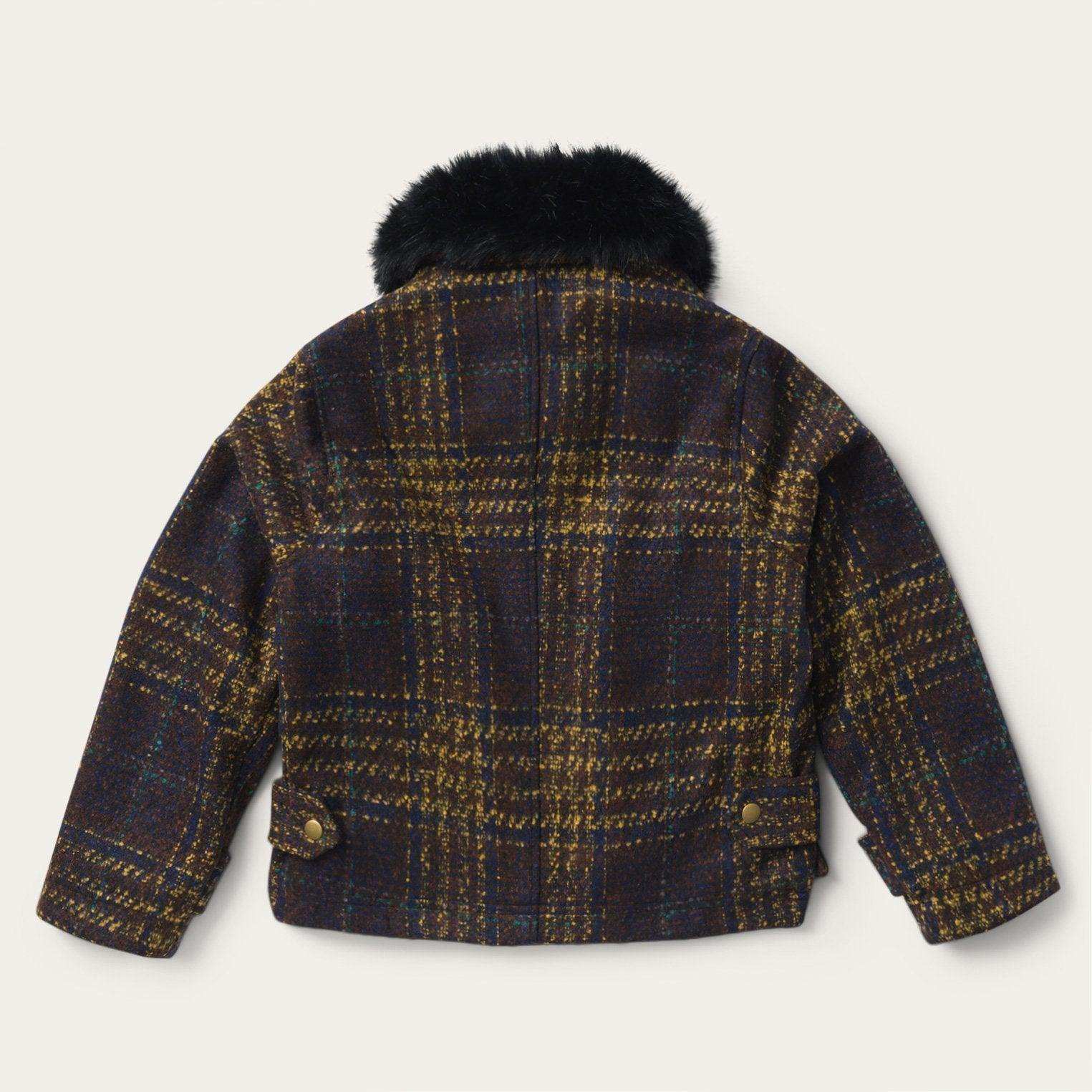 Stetson Navy BouclÃ© Plaid Oversized Coat - Stetson - Flyclothing LLC