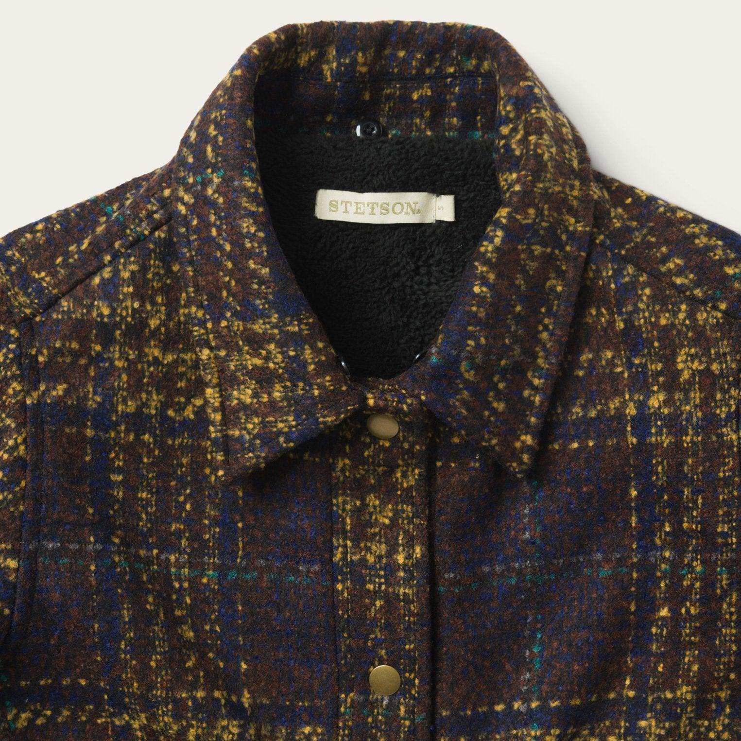 Stetson Navy BouclÃ© Plaid Oversized Coat - Stetson - Flyclothing LLC