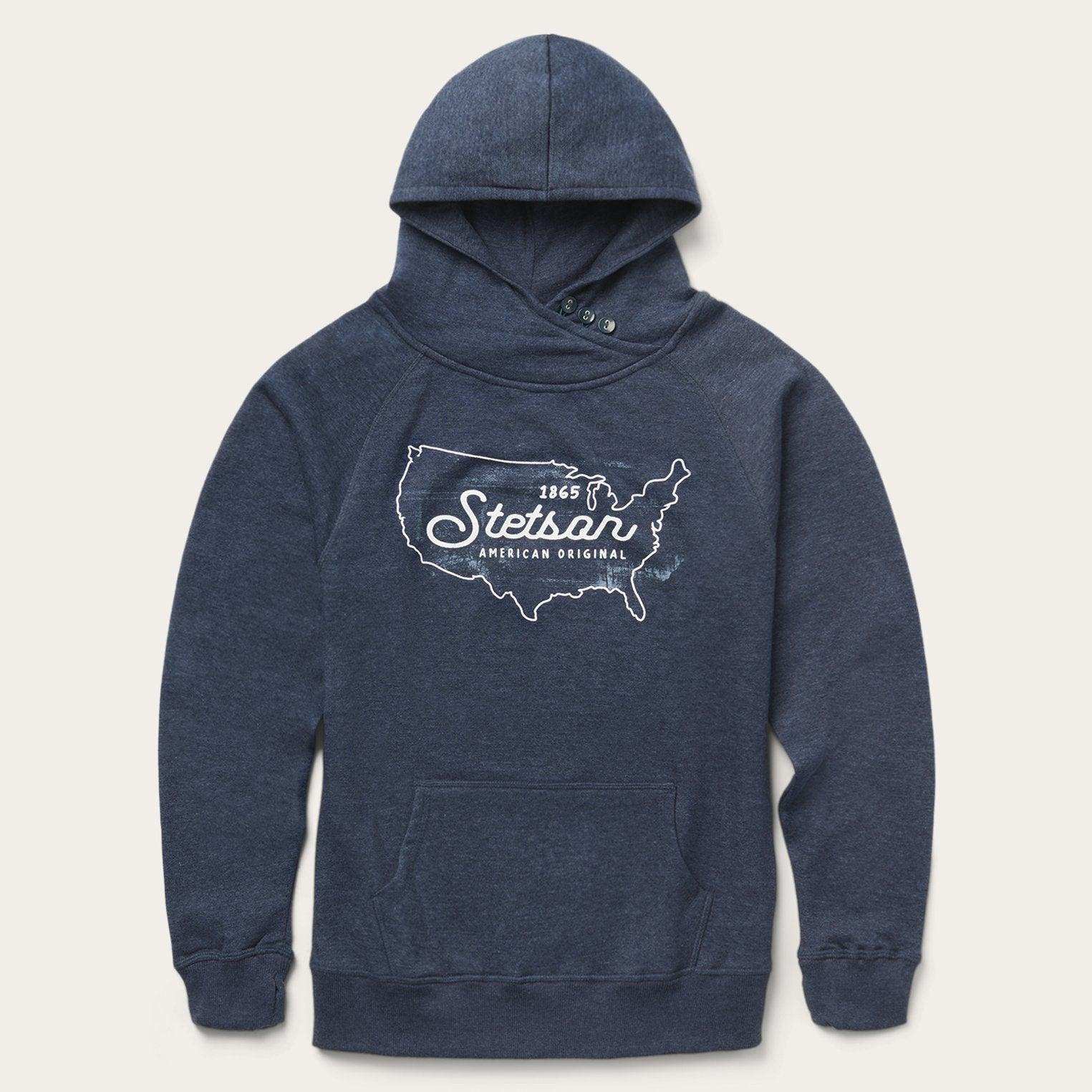 Stetson Navy Heather Fleece Knit Hooded Sweatshirt - Stetson - Flyclothing LLC