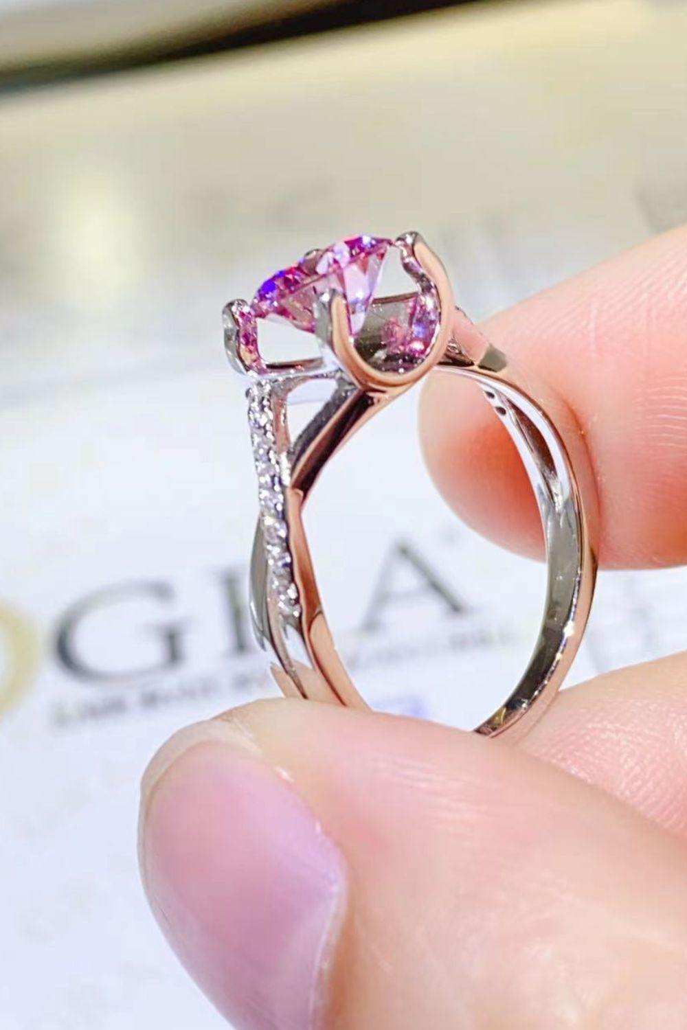 1 Carat Moissanite Crisscross 925 Sterling Silver Ring - Trendsi - Flyclothing LLC