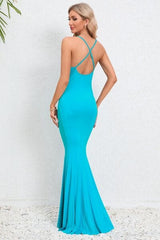 Crisscross Spaghetti Strap Fishtail Dress - Trendsi