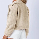 Long Sleeve Collared Neck Sherpa Jacket - Trendsi - Flyclothing LLC