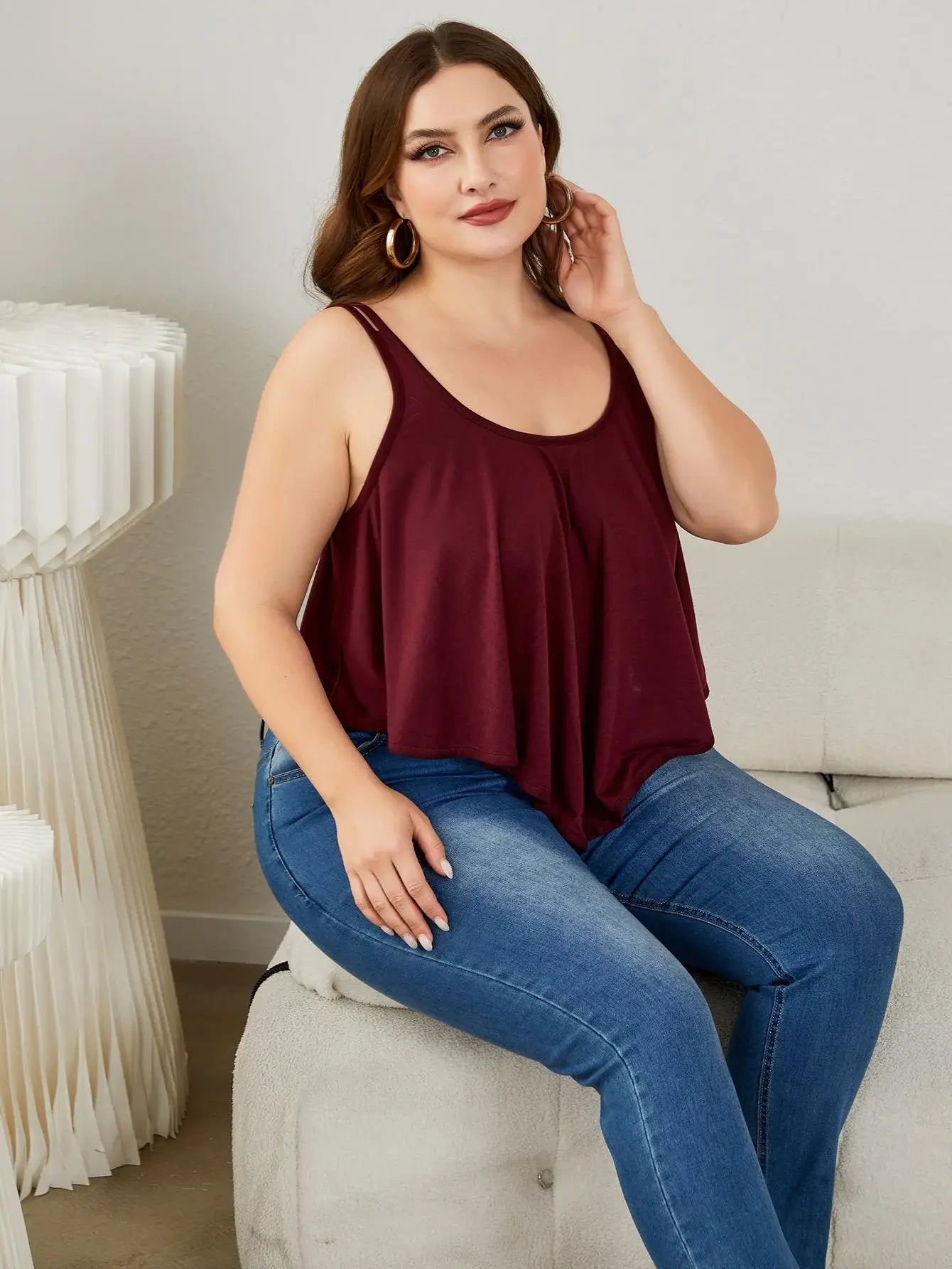 Plus Size Double-Strap Scoop Neck Cami - Trendsi - Flyclothing LLC