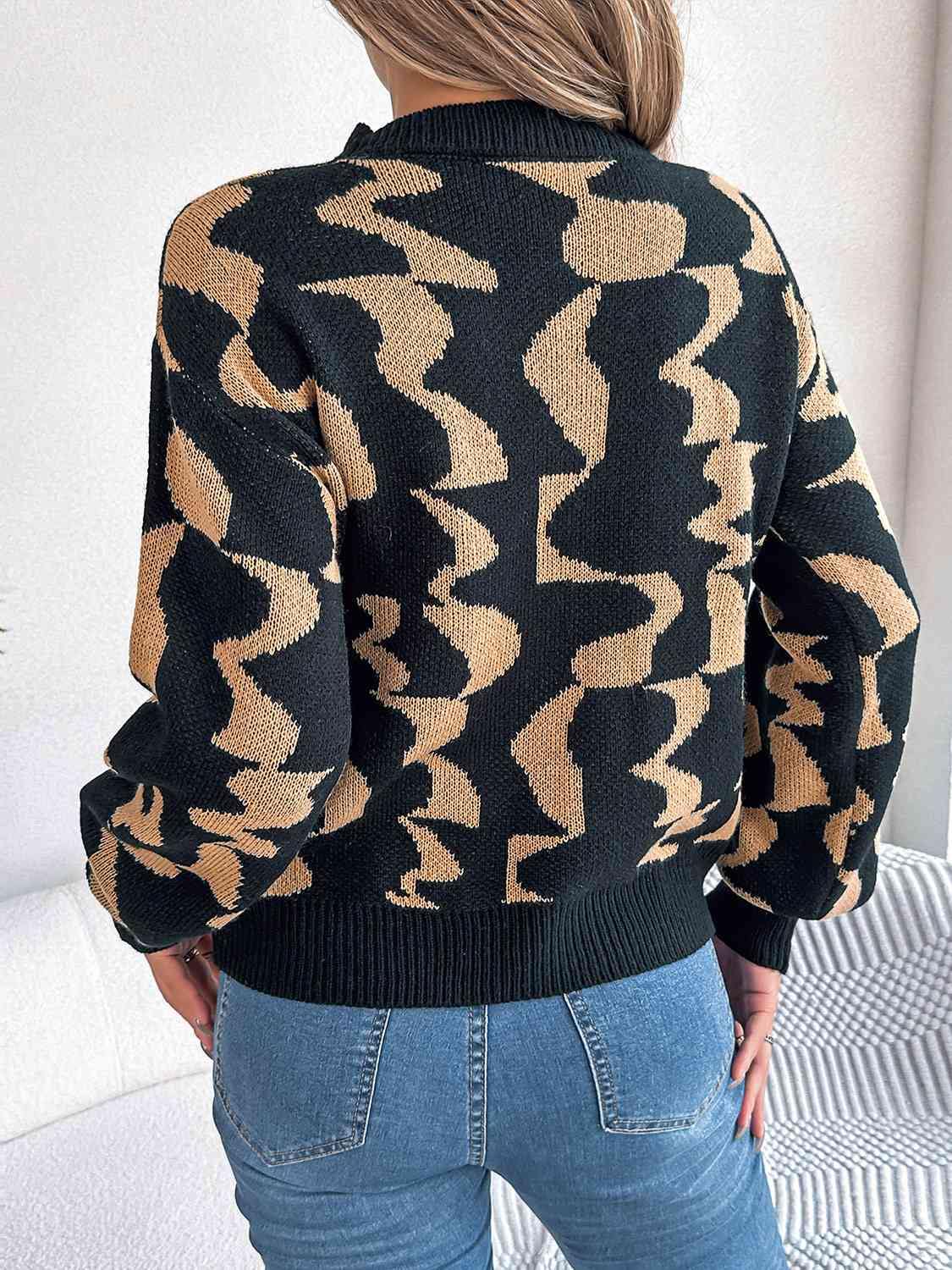 Round Neck Long Sleeve Sweater - Trendsi