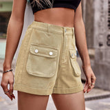 Cuffed Denim Shorts with Pockets - Trendsi - Flyclothing LLC