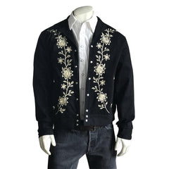 Men’s Vintage Western Bolero Jacket with Ivory Floral Embroidery - Rockmount Clothing