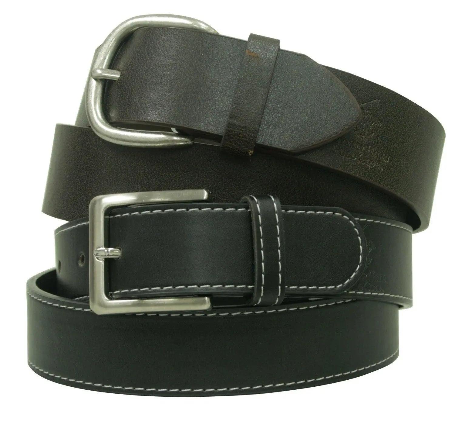 Black & Brown Twofer Leather Belt Set - Flyclothing LLC