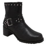 RideTecs Women's 6" Heeled Buckle Biker Boot Black - AdTec - Flyclothing LLC