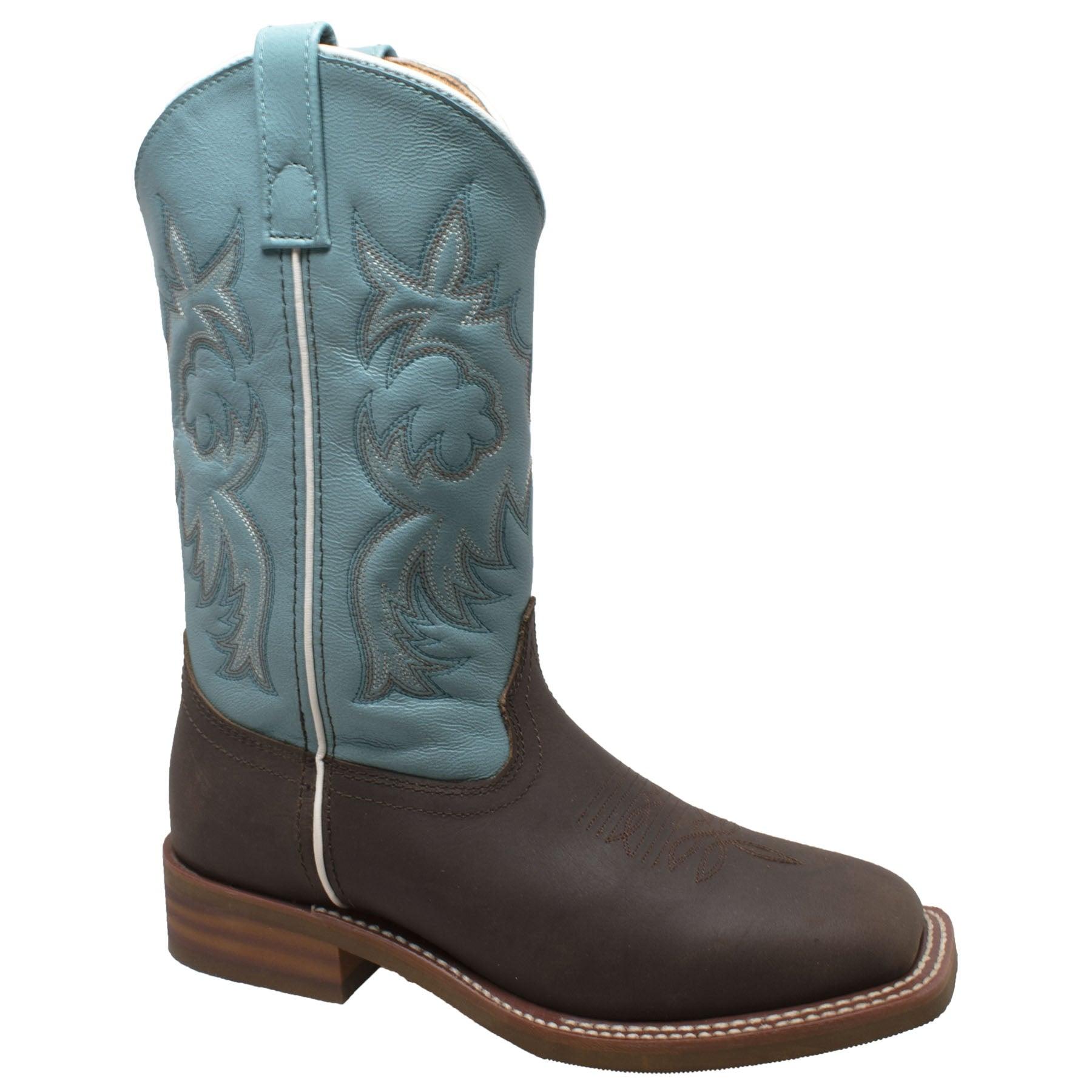 AdTec Women's 11" Western Square Toe Boots Brown/Turquoise - Flyclothing LLC