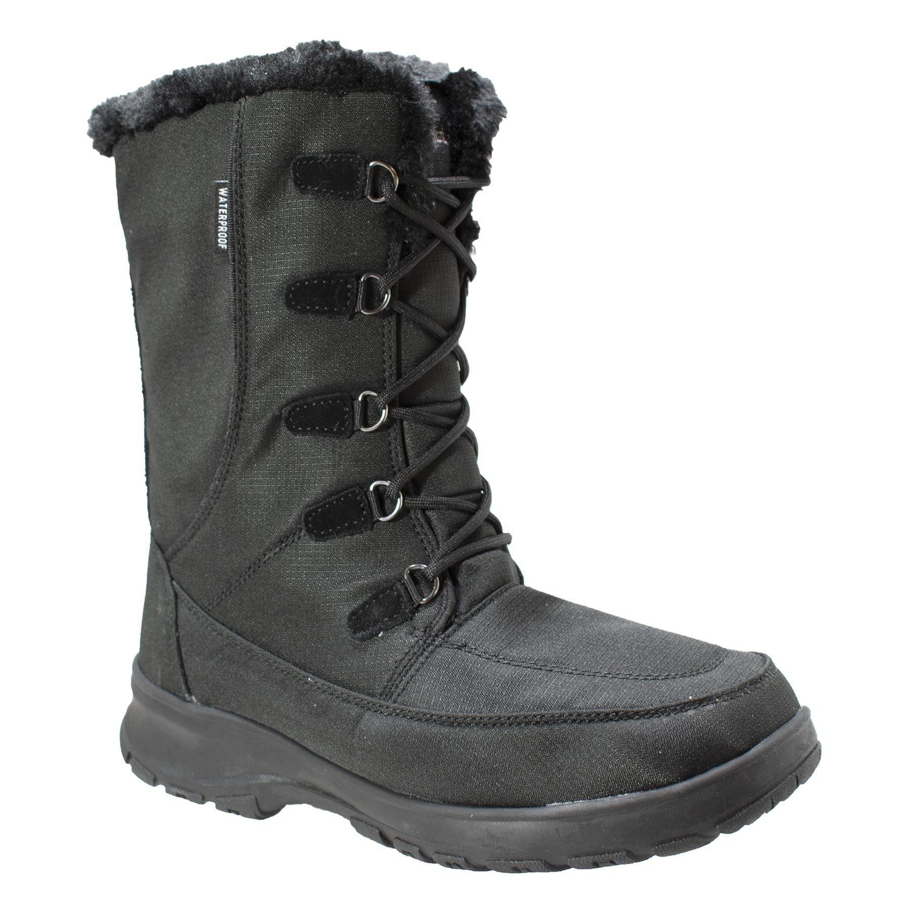 FreeShield Women's Waterproof Nylon Upper Winter Boot with Suede Trim Black - AdTec