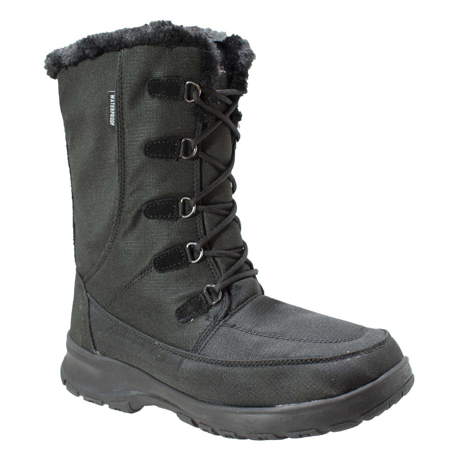 FreeShield Women's Waterproof Nylon Upper Winter Boot with Suede Trim Black - AdTec - Flyclothing LLC
