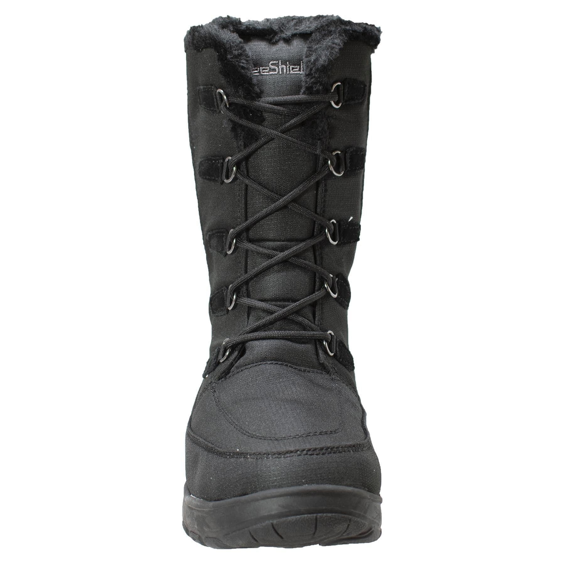 FreeShield Women's Waterproof Nylon Upper Winter Boot with Suede Trim Black - AdTec