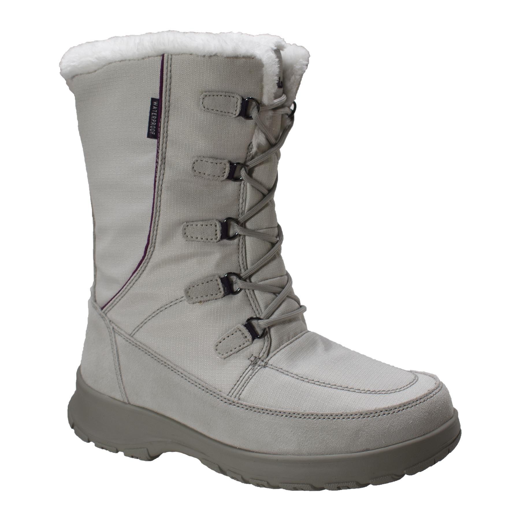 FreeShield Women's Waterproof Nylon Upper Winter Boot with Suede Trim White - Flyclothing LLC
