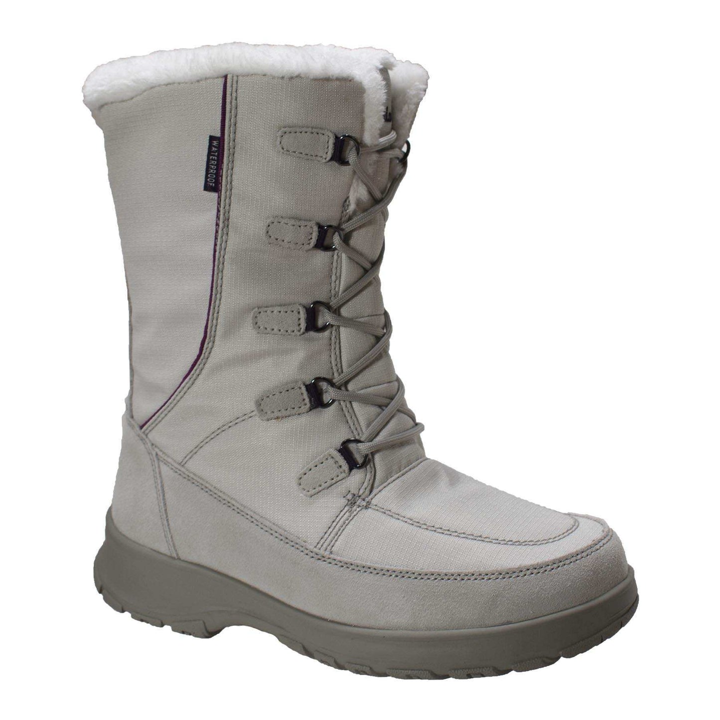 FreeShield Women's Waterproof Nylon Upper Winter Boot with Suede Trim White - AdTec - Flyclothing LLC
