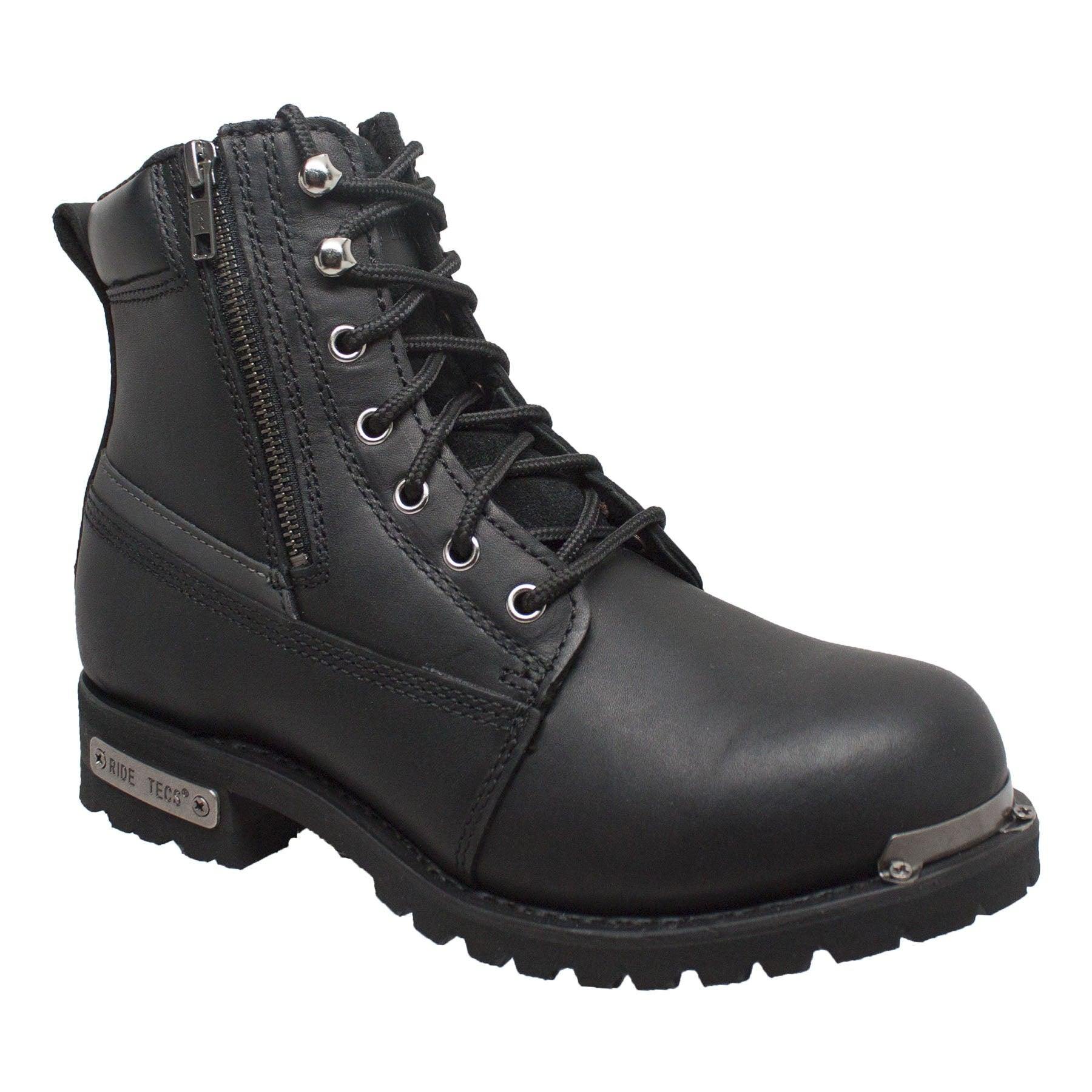 RideTecs Men's 6" Reflective Double Zipper Biker Black - RideTecs