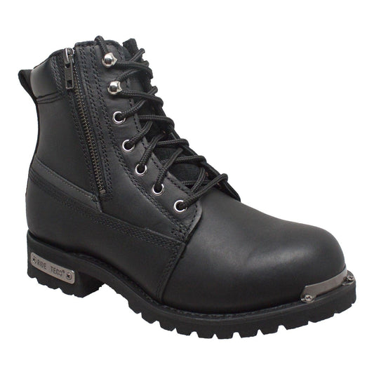 RideTecs Men's 6" Reflective Double Zipper Biker Black - RideTecs