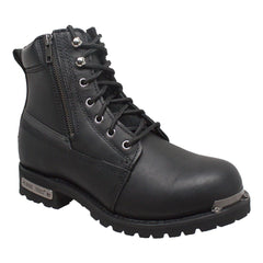 RideTecs Men's 6" Reflective Double Zipper Biker Black - RideTecs