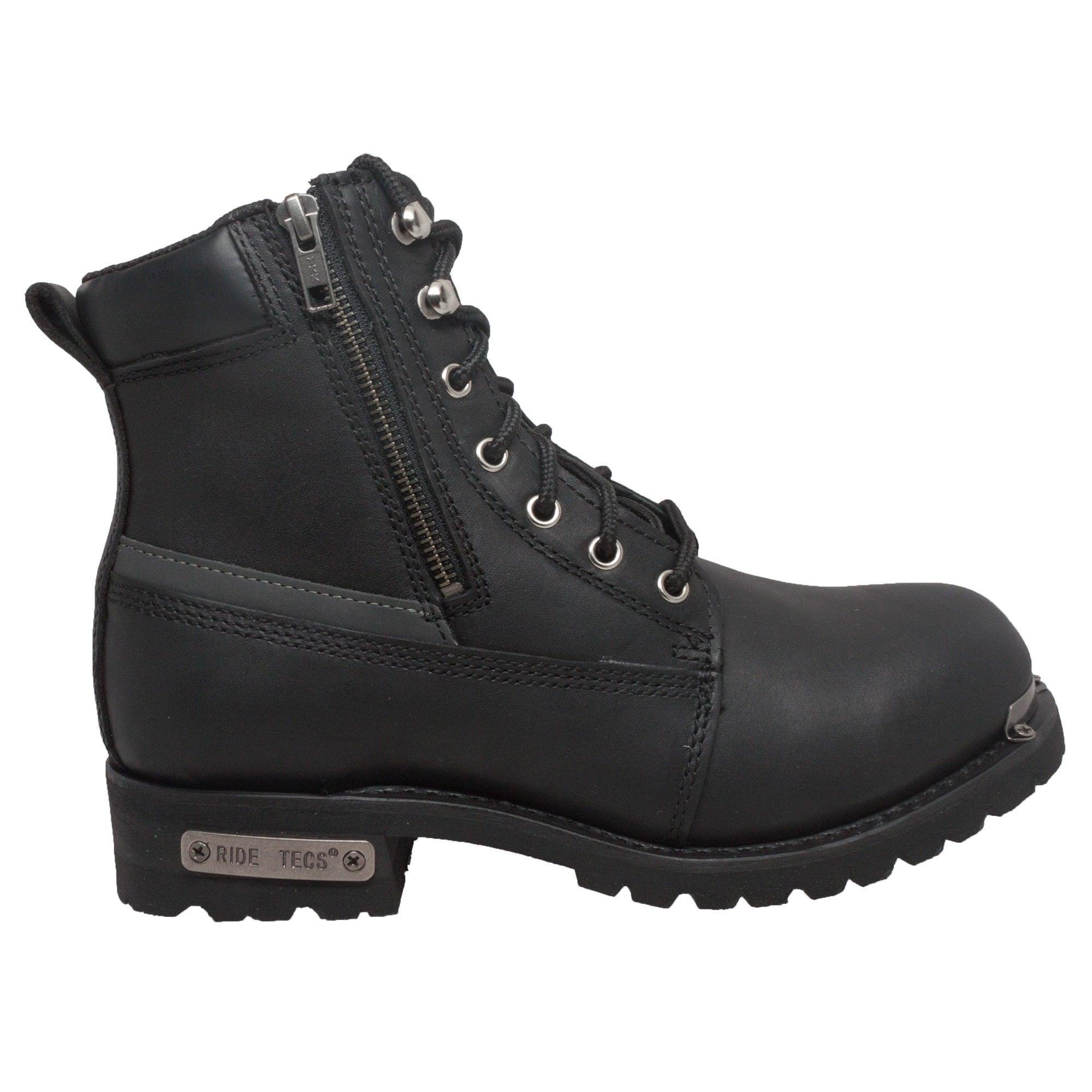 RideTecs Men's 6" Reflective Double Zipper Biker Black - RideTecs