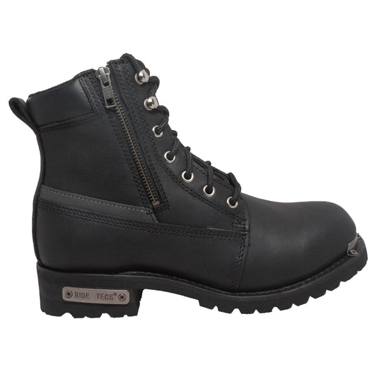 RideTecs Men's 6" Reflective Double Zipper Biker Black - RideTecs