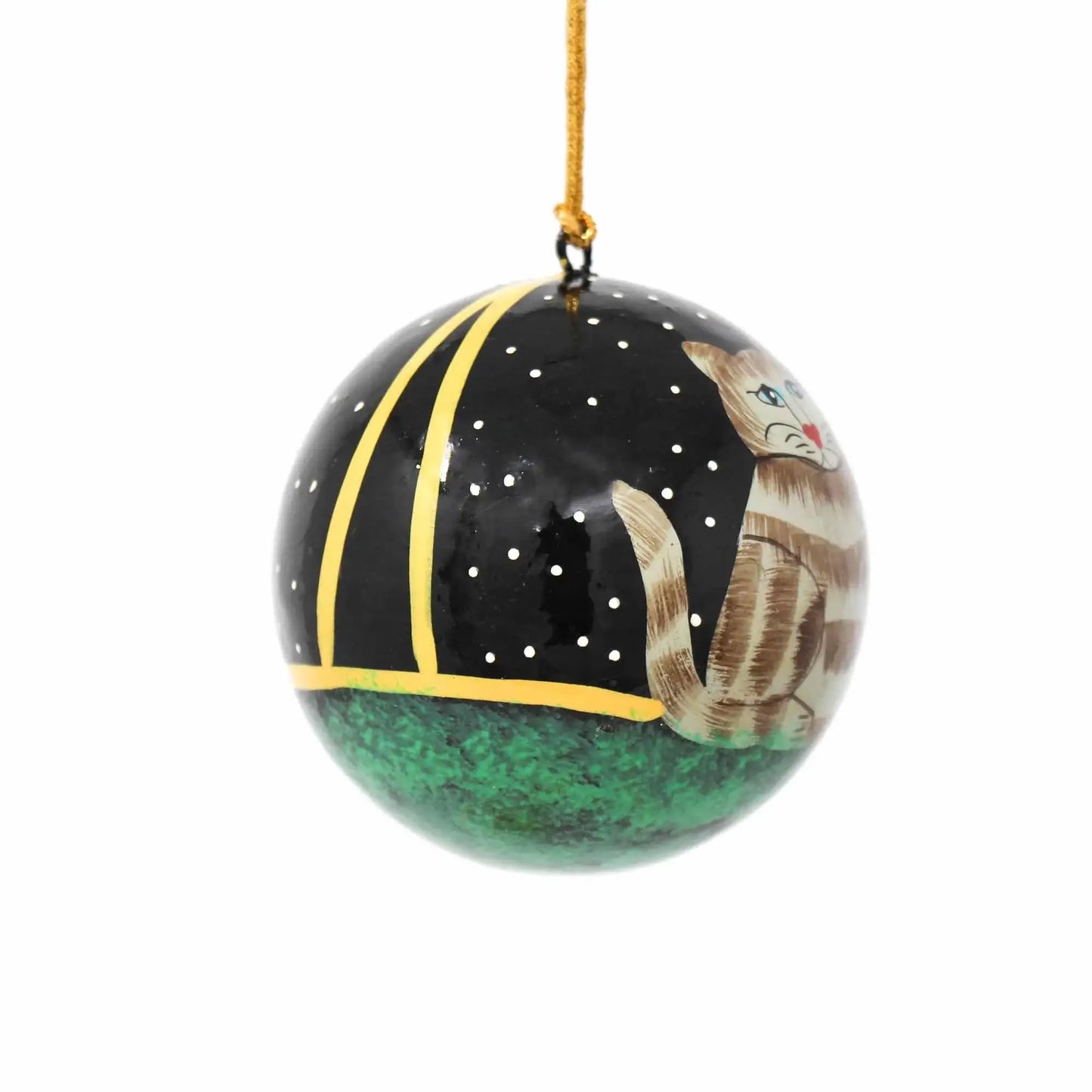 Handpainted Cat Ornaments, Set of 2 - Asha Handicrafts - Flyclothing LLC
