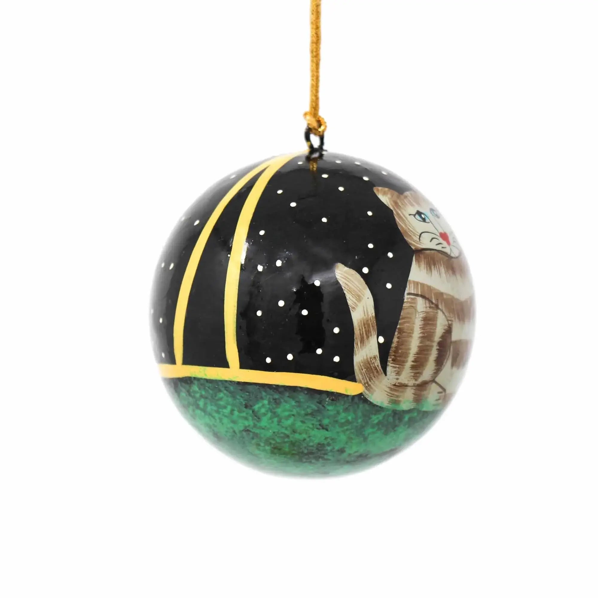 Handpainted Cat Ornaments, Set of 2 - Asha Handicrafts - Flyclothing LLC