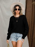 Openwork Round Neck Raglan Sleeve Sweater - Trendsi - Flyclothing LLC
