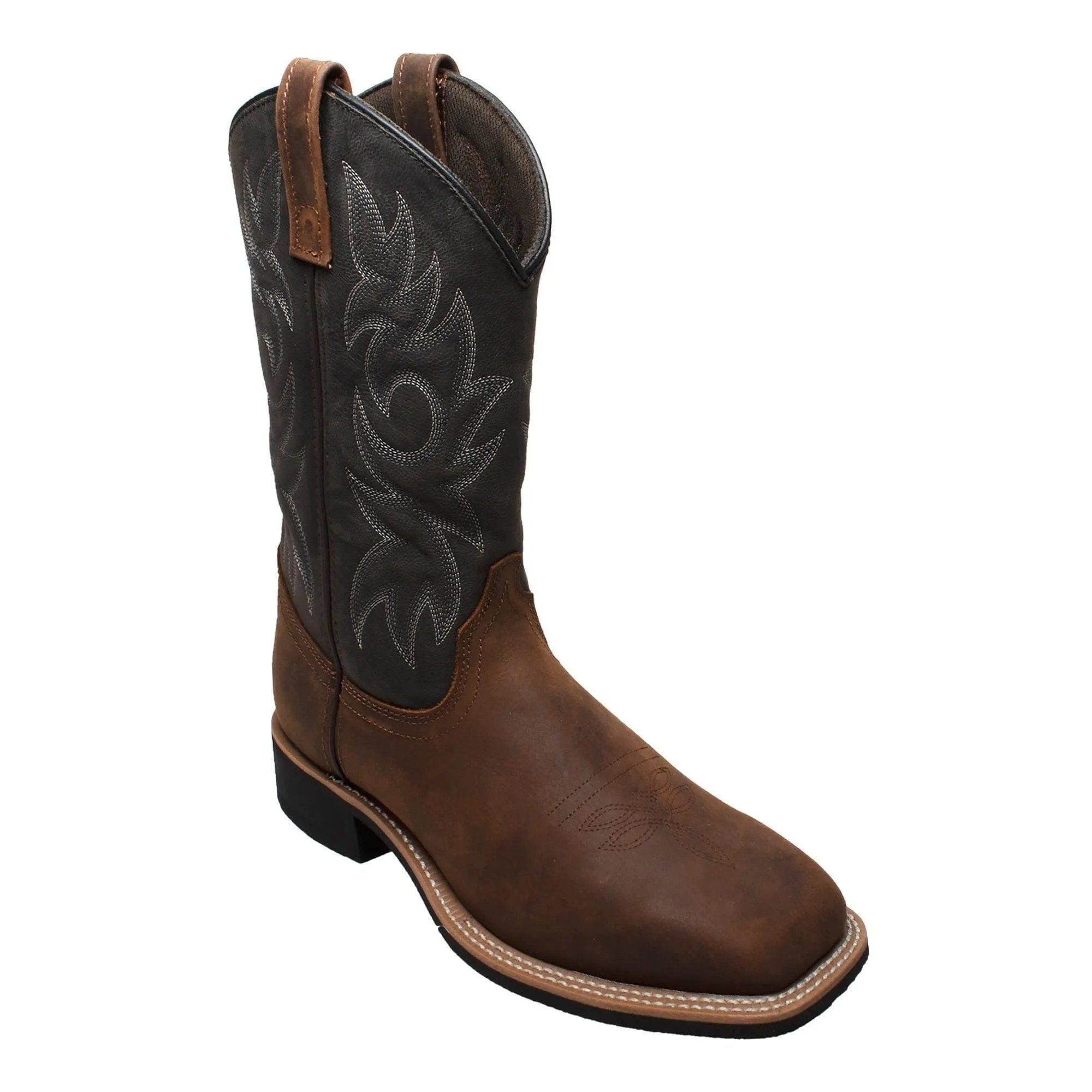 AdTec Men's 12" Work Western Square Toe Black/Brown - AdTec - Flyclothing LLC