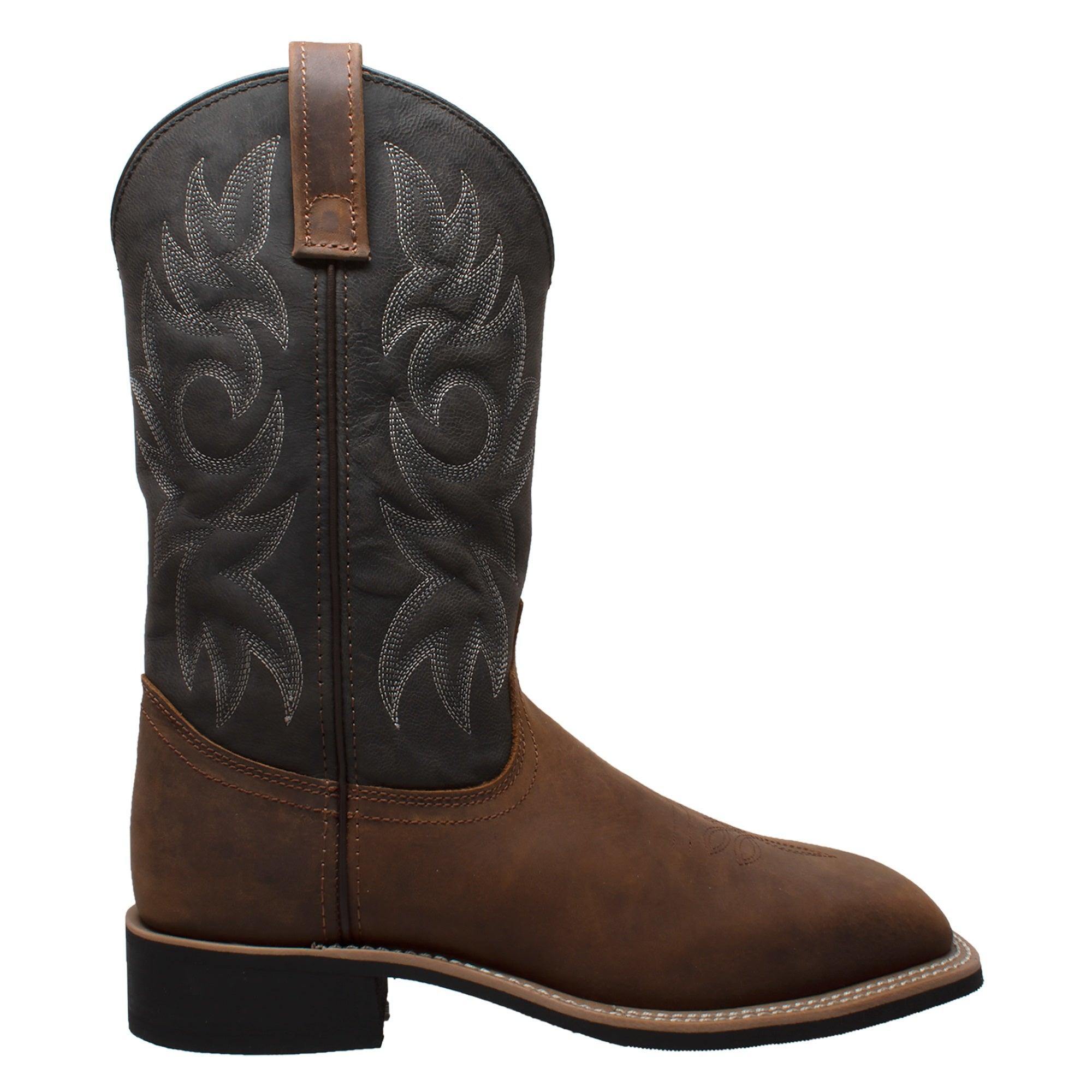 AdTec Men's 12" Work Western Square Toe Black/Brown - Flyclothing LLC