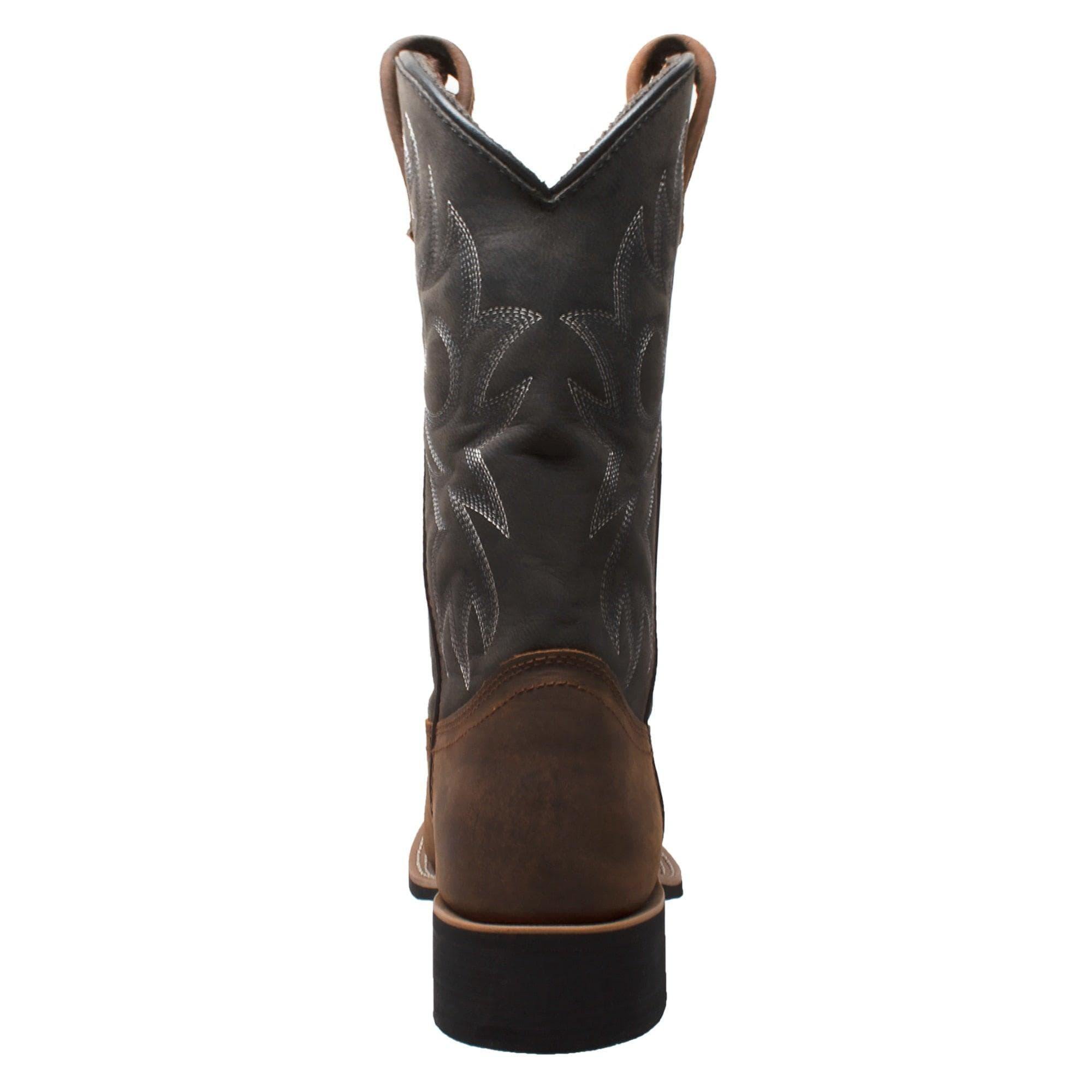 AdTec Men's 12" Work Western Square Toe Black/Brown - AdTec
