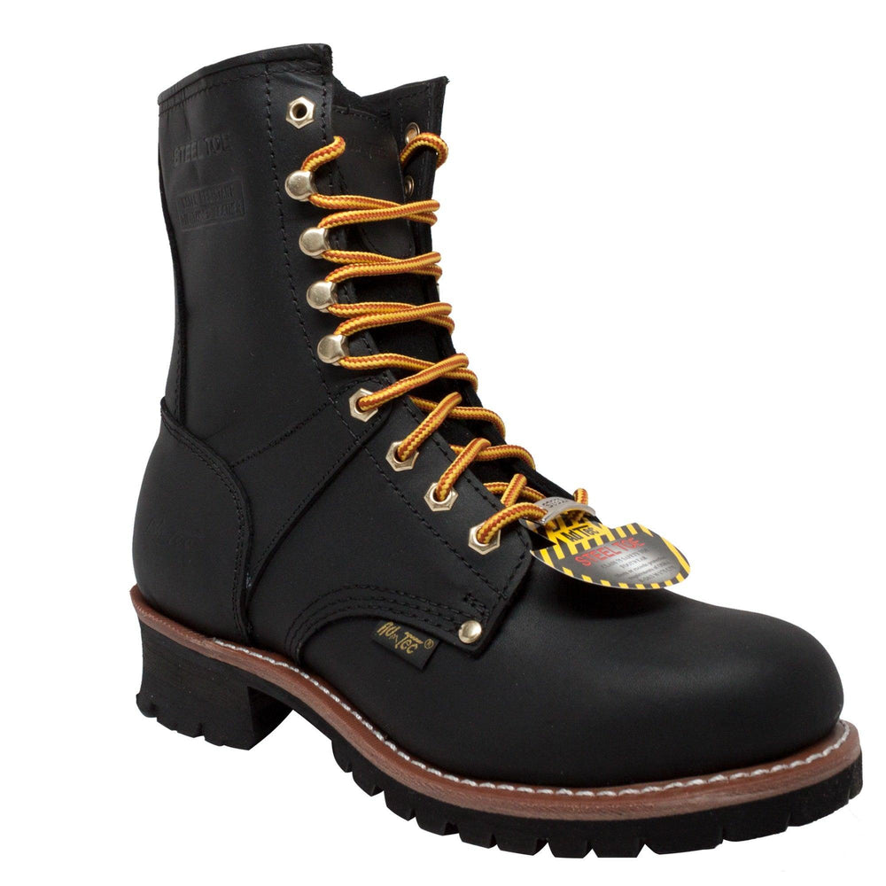 AdTec Men's 9" Waterproof Steel Toe Logger Black - AdTec