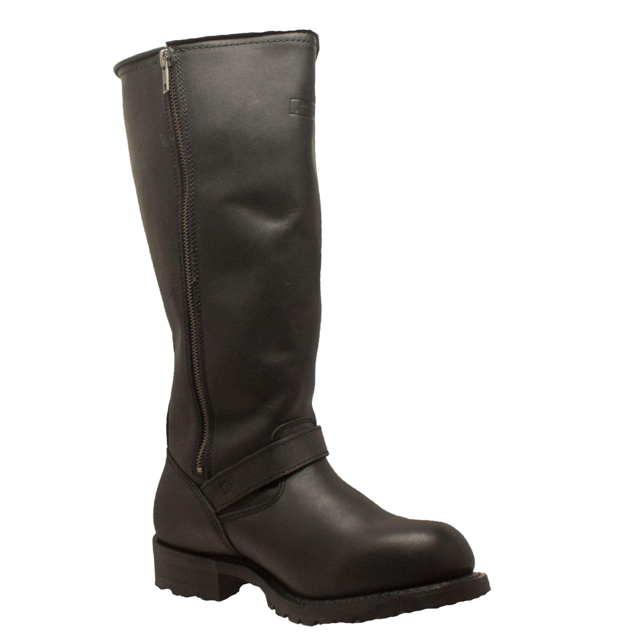 RideTecs Men's 16" Engineer Zipper Biker Boot Black - RideTecs