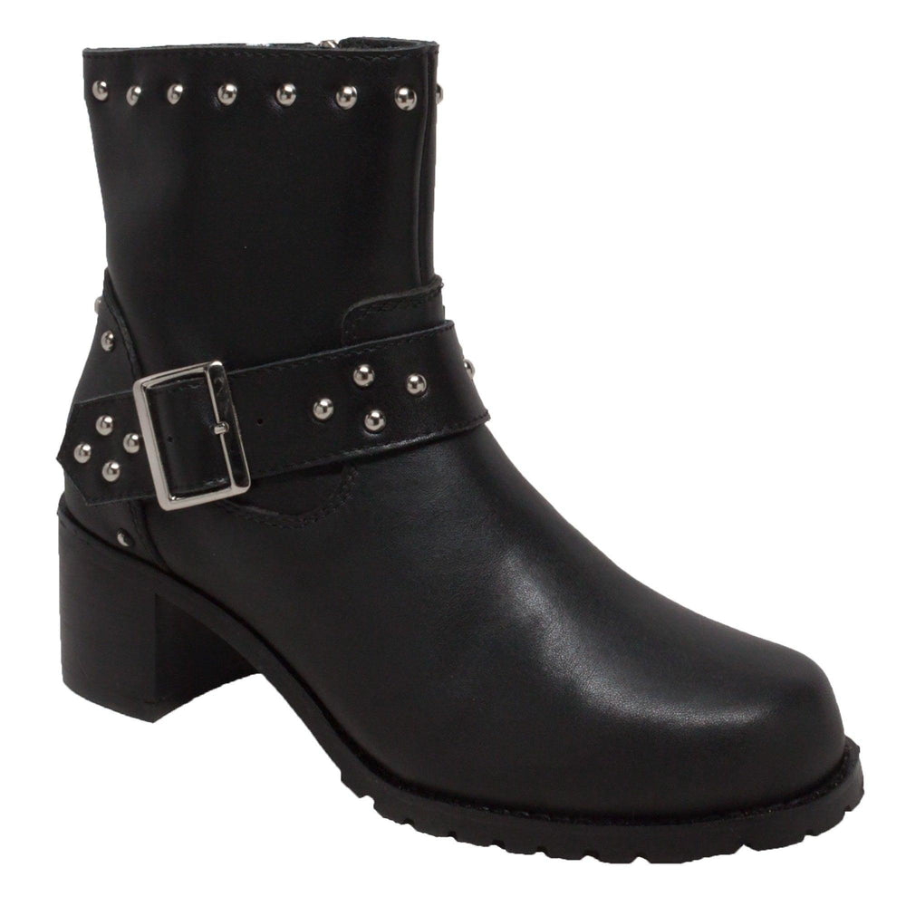 RideTecs Women's 6" Heeled Buckle Biker Boot Black - AdTec