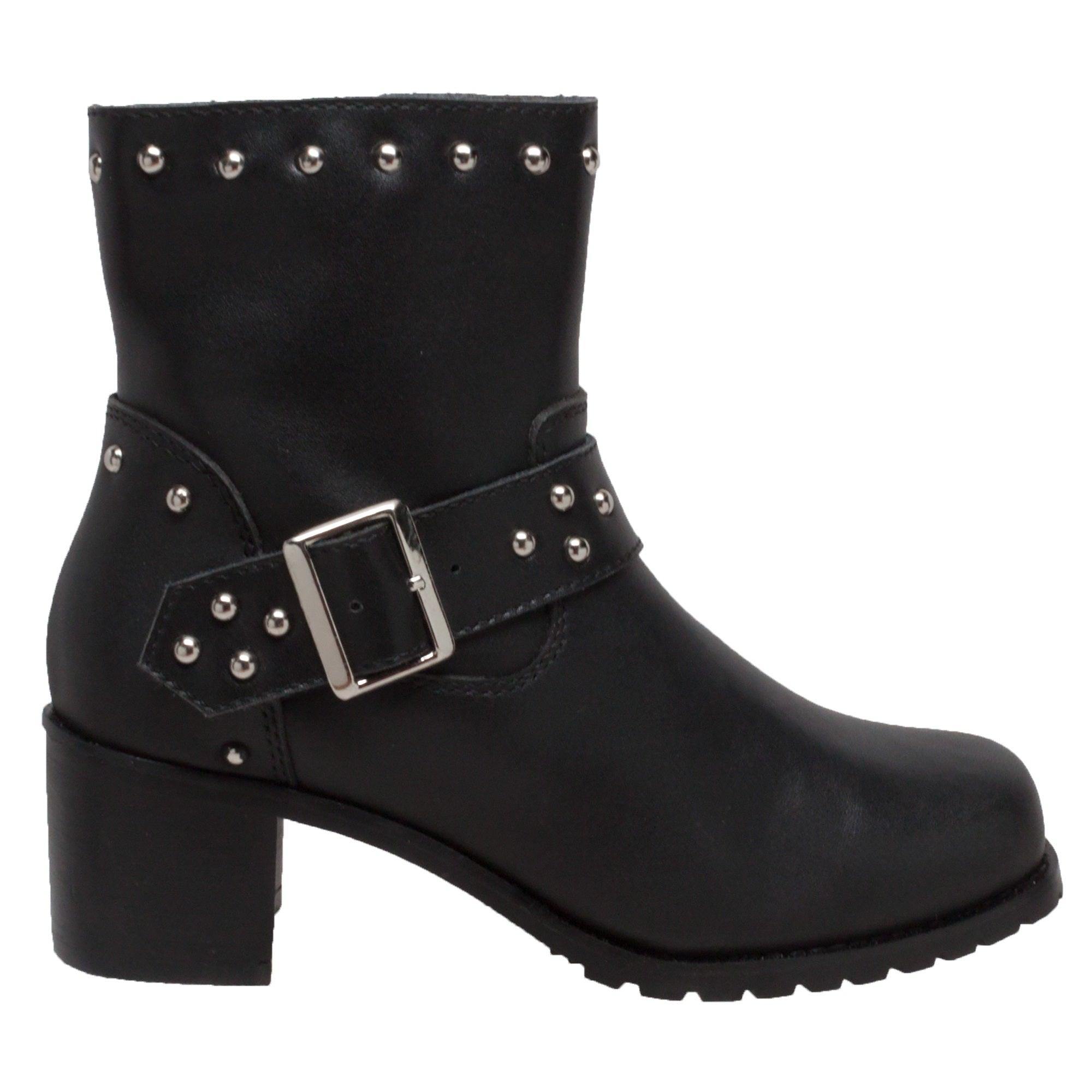 RideTecs Women's 6" Heeled Buckle Biker Boot Black - AdTec - Flyclothing LLC