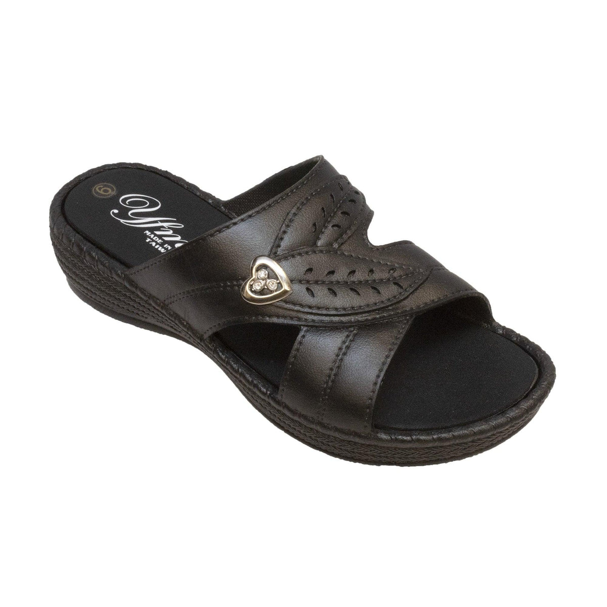 YFM Women's Low Heel Slip On Sandal Black - Flyclothing LLC
