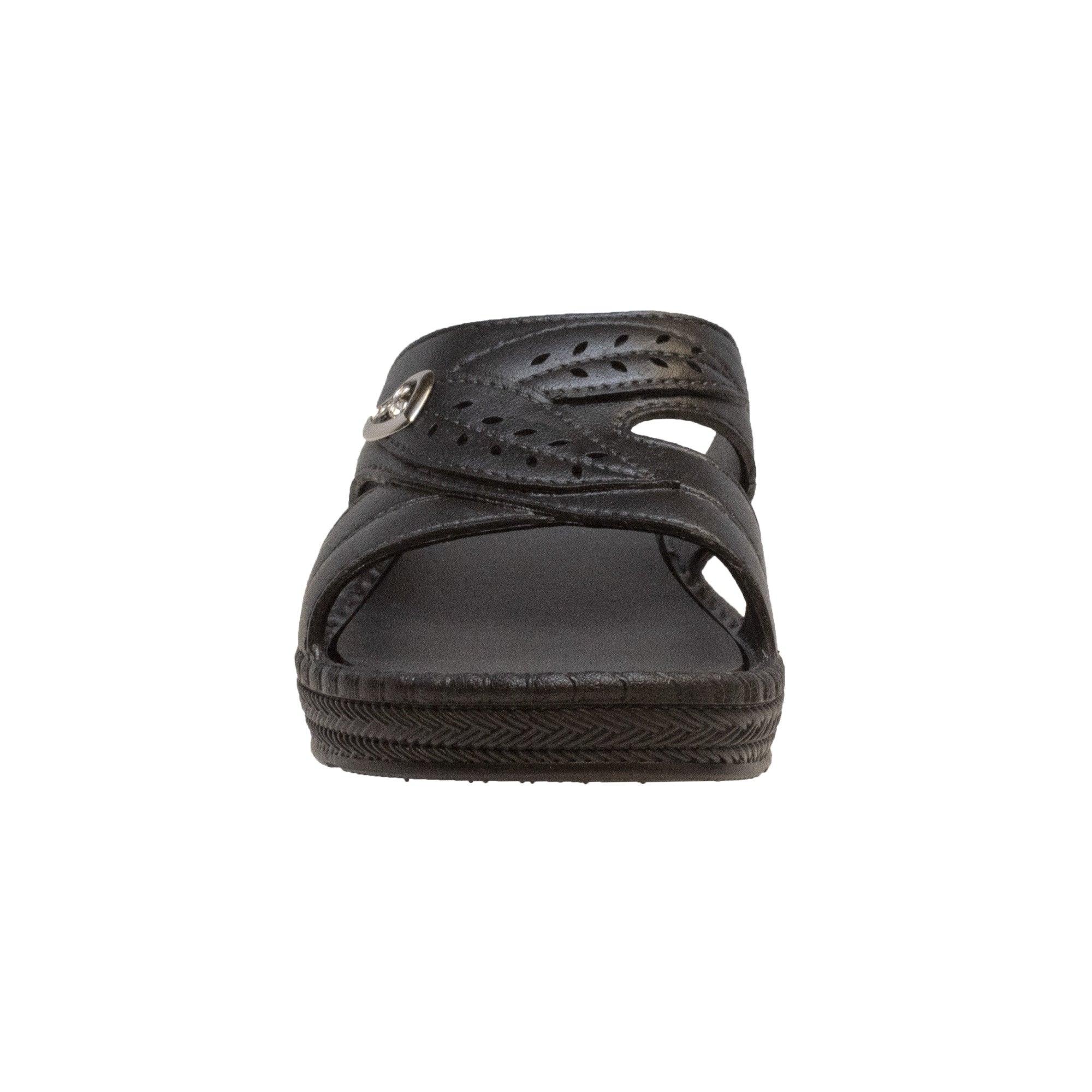 YFM Women's Low Heel Slip On Sandal Black - Flyclothing LLC