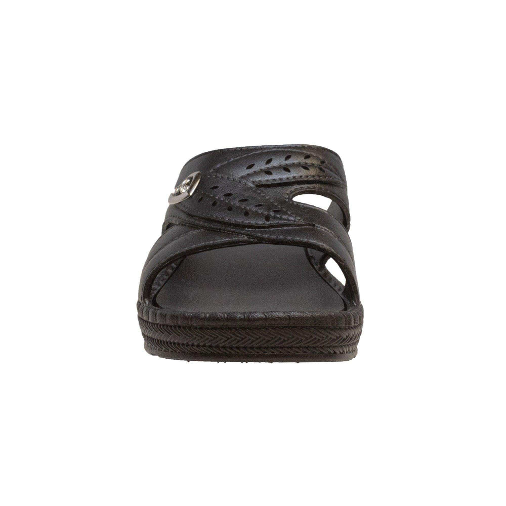 YFM Women's Low Heel Slip On Sandal Black - Rocsoc - Flyclothing LLC