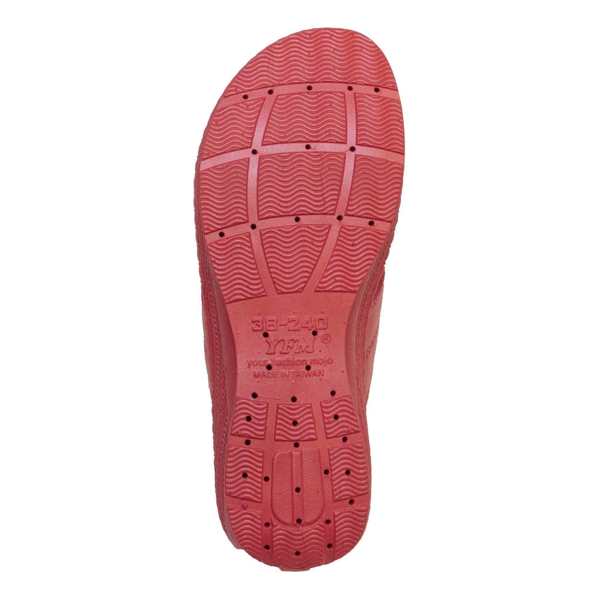 YFM Women's Low Heel Slip On Sandal Red - Rocsoc - Flyclothing LLC