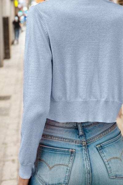 Button Up Long Sleeve Cardigan - Trendsi - Flyclothing LLC