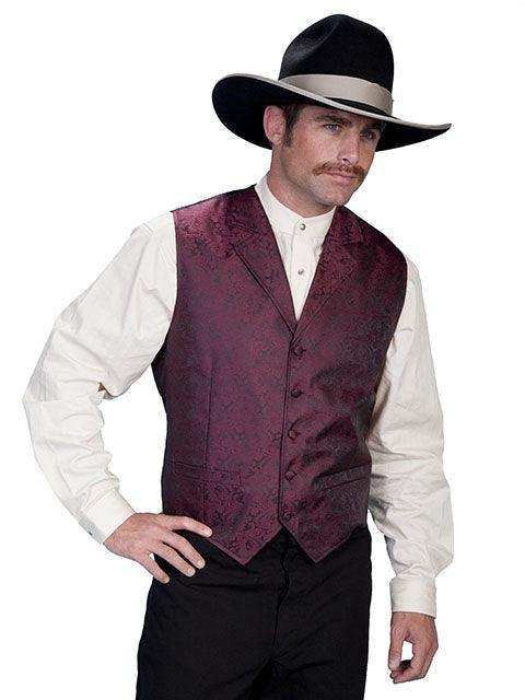 Scully BURGUNDY PAISLEY VEST - Scully Leather - Flyclothing LLC