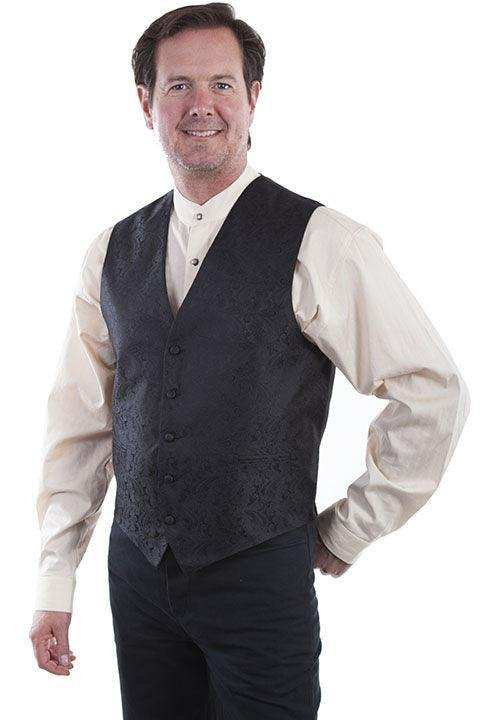 Scully BLACK NO LAPEL PAISLEY VEST - Scully Leather - Flyclothing LLC