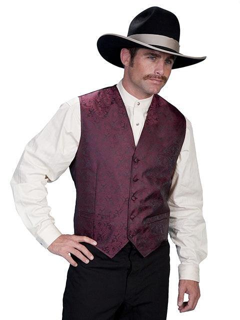 Scully BURGUNDY NO LAPEL PAISLEY VEST - Flyclothing LLC