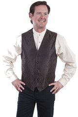 Scully BROWN NO LAPEL PAISLEY VEST - Flyclothing LLC