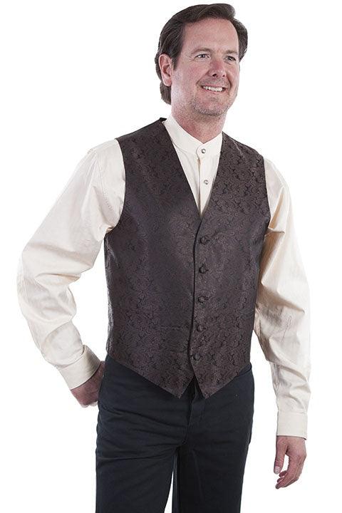 Scully BROWN NO LAPEL PAISLEY VEST - Flyclothing LLC