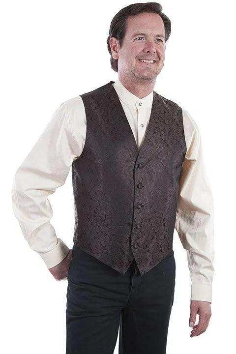 Scully BROWN NO LAPEL PAISLEY VEST - Scully Leather - Flyclothing LLC