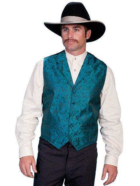 Scully TEAL PAISLEY VEST - Scully Leather - Flyclothing LLC
